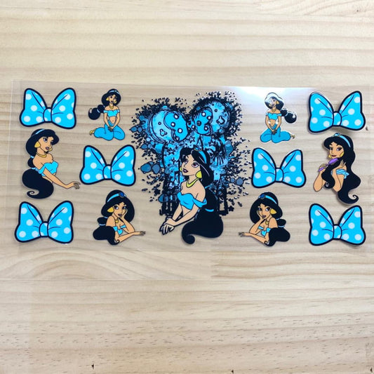 16oz UVDTF Cup Wraps,Cartoon Princess, Jasmin & Bow