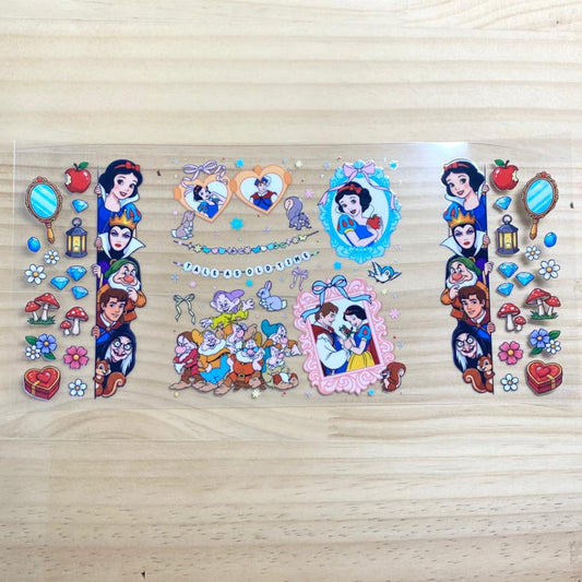 16oz UVDTF Cup Wraps,Cartoon Princess, Snow White