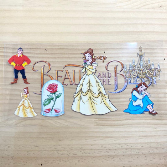 16oz UVDTF Cup Wraps,Cartoon Princess,Belle , The Beauty and Beast