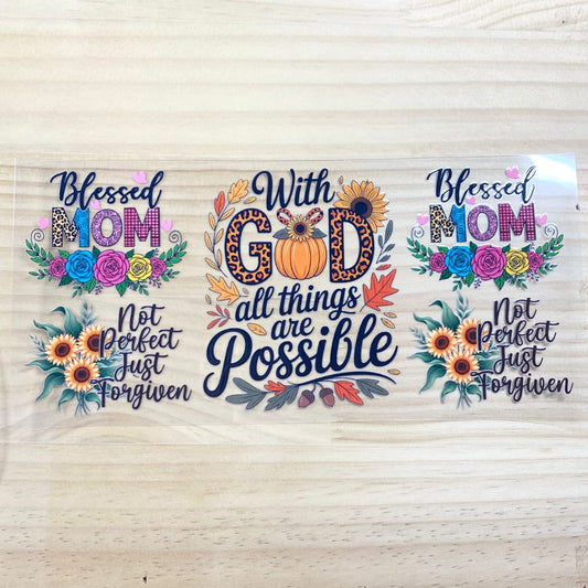 16oz UVDTF Cup Wraps, God & Religion & Faith ,Mom