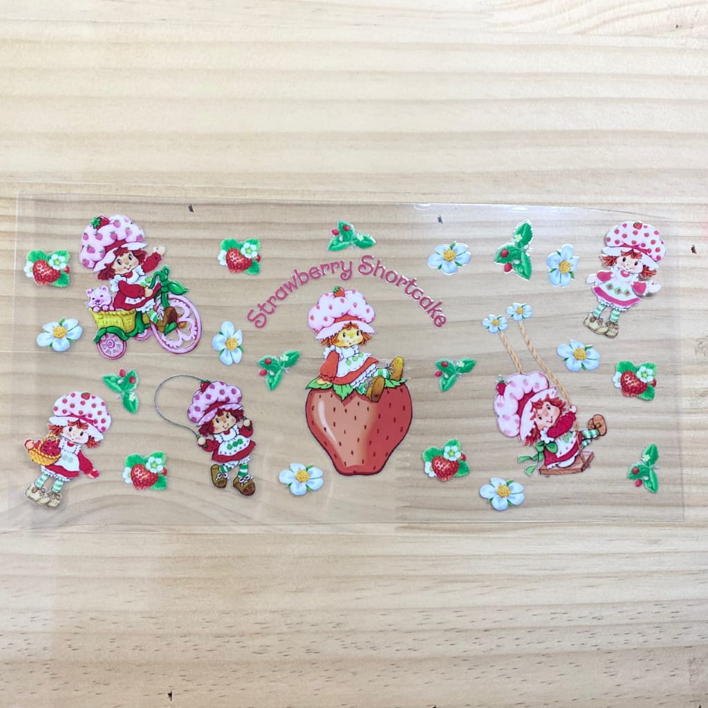 16oz UVDTF Cup Wraps, Cartoon , Strawberry Shortcake