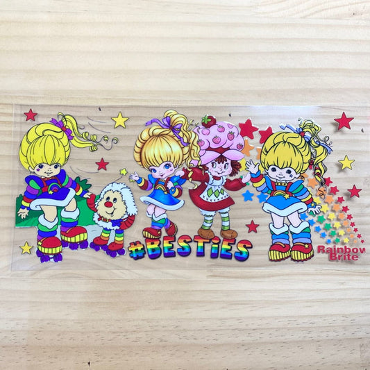 16oz UVDTF Cup Wraps, Cartoon , Strawberry Shortcake & Rainbow Brite