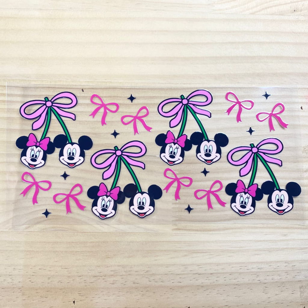 16oz UVDTF Cup Wraps, Cartoon ,Mickey & Minnie ,Bowknot