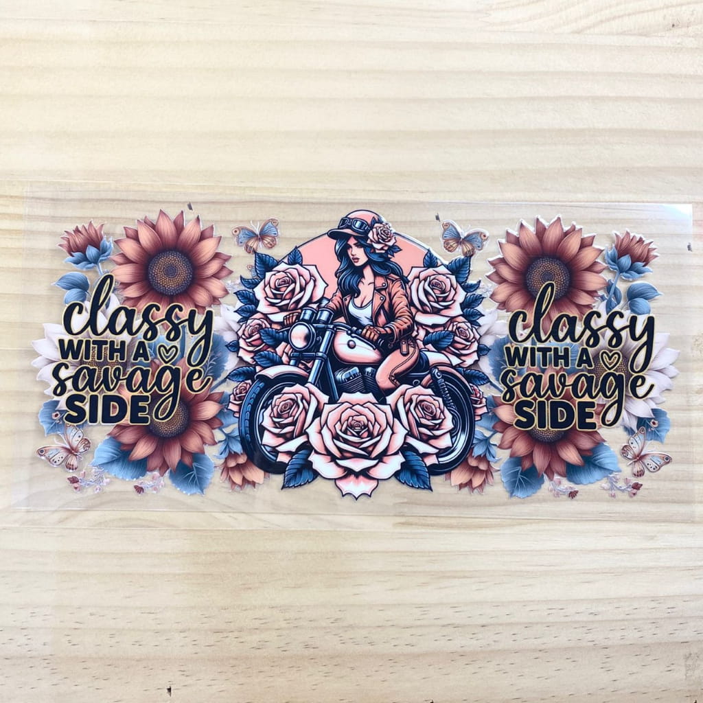 16oz UVDTF Cup Wraps,Motor Girl With Words