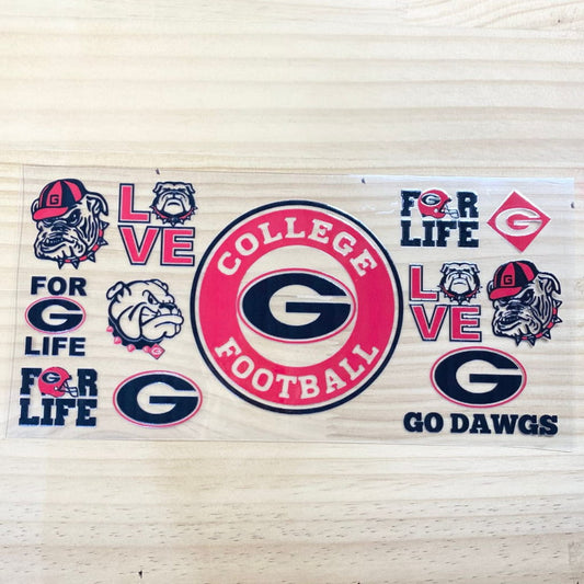 16oz UVDTF Cup Wraps,Sports Team ,College Football ,Go Dawgs