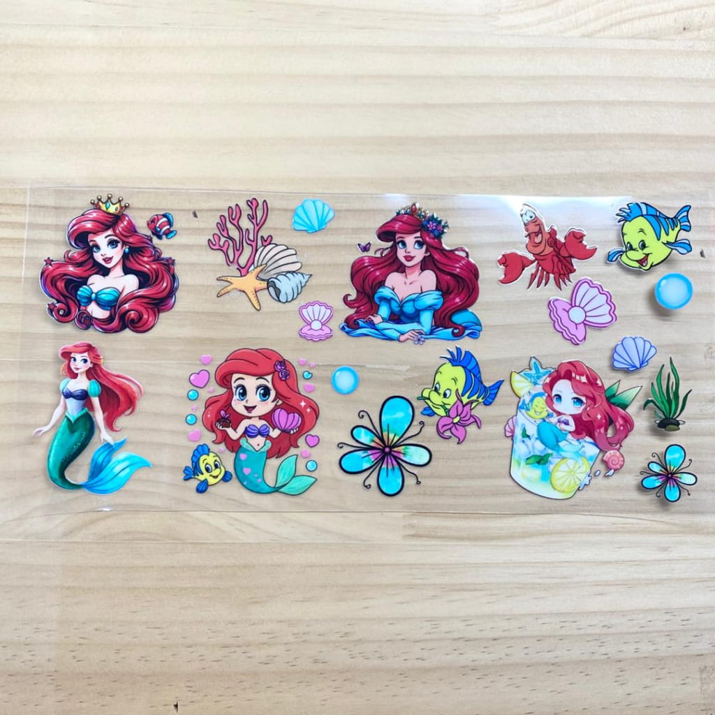 16oz UVDTF Cup Wraps,Cartoon Princess, Ariel