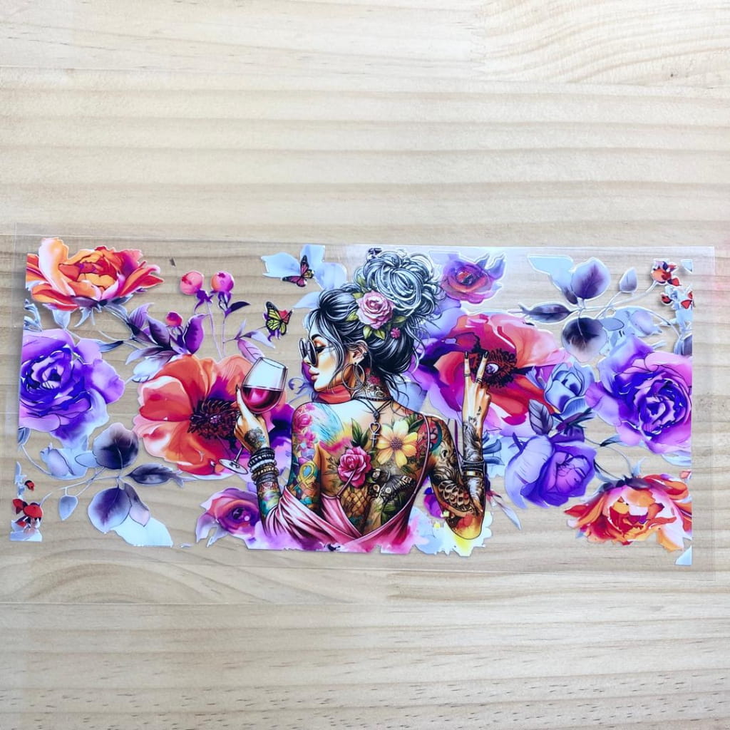16oz UVDTF Cup Wraps, Tatto Girl