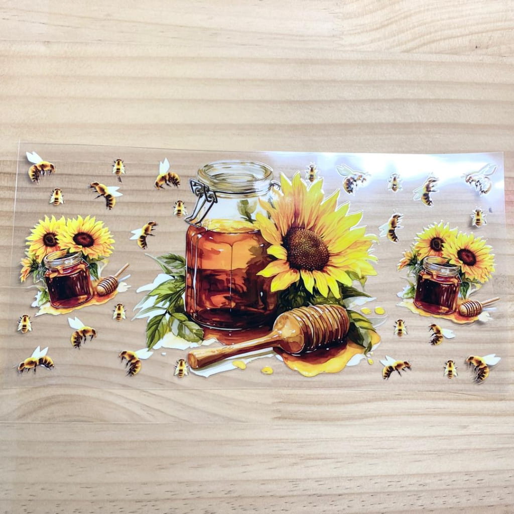 16oz UVDTF Cup Wraps,Honey Bee & Sunflower