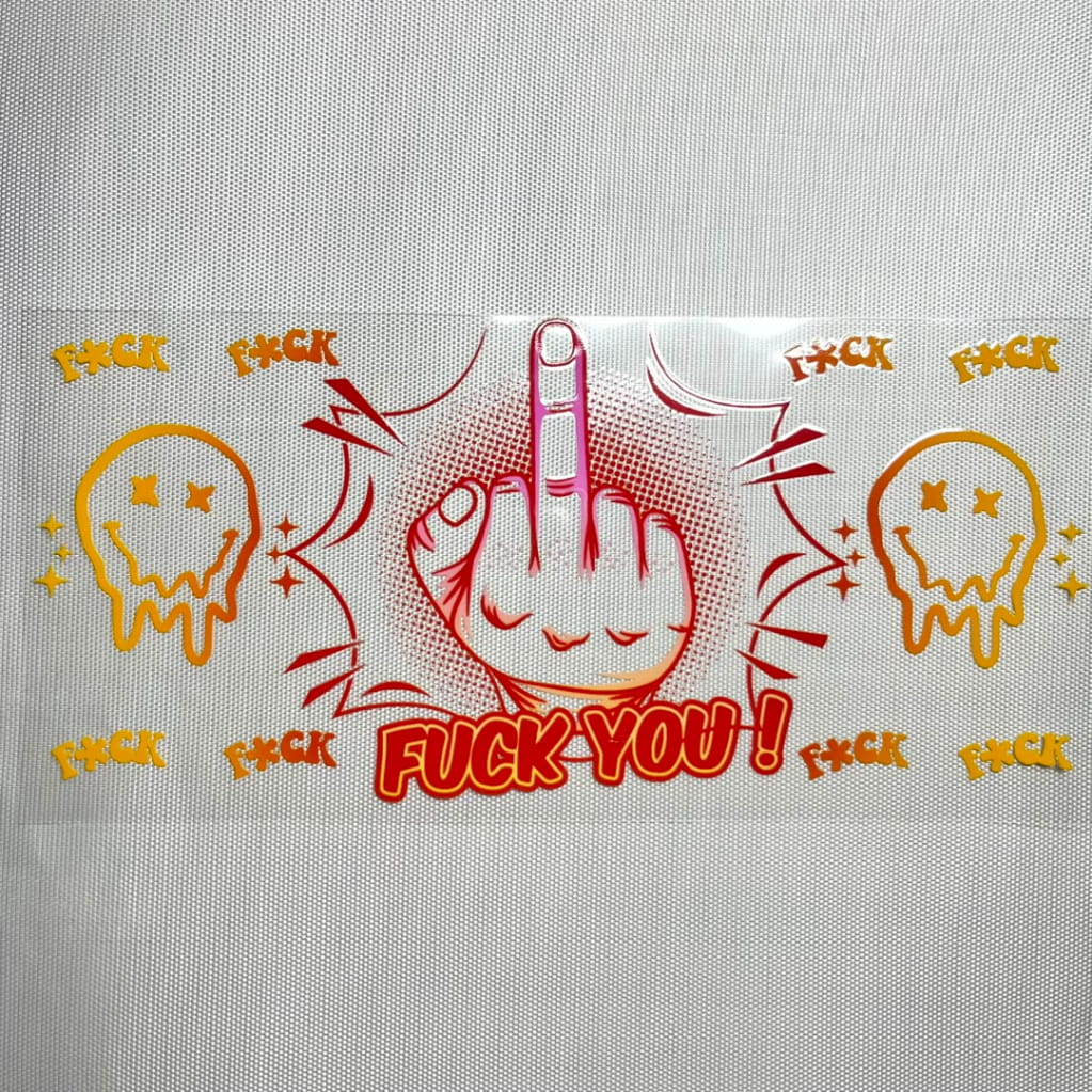 16oz UVDTF Cup Wraps, Bad Words & Fuck & Middle Finger