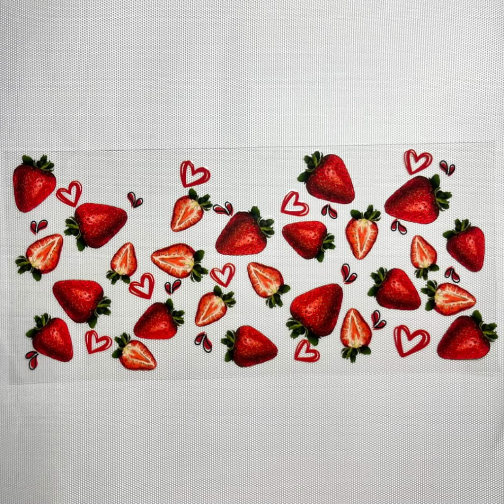 16oz UVDTF Cup Wraps, Strawberry ,Heart