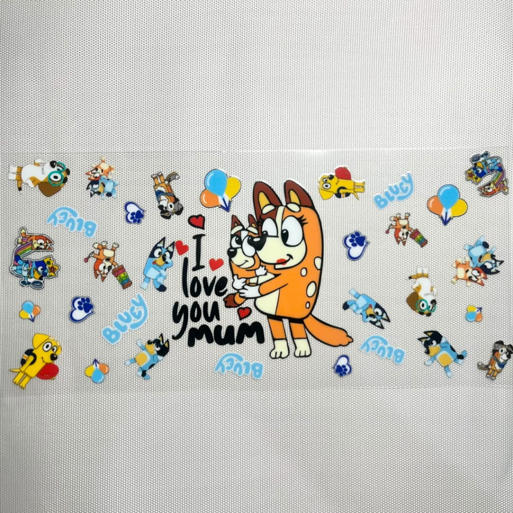 16oz UVDTF Cup Wraps ,Cartoon,Bluey