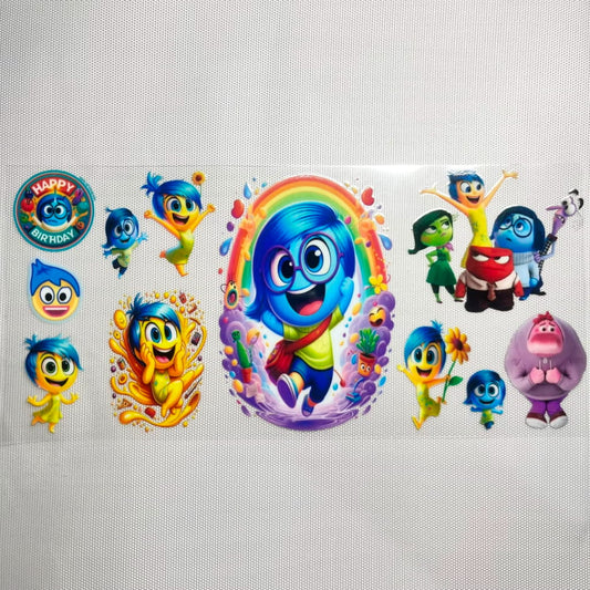 16oz UVDTF Cup Wraps, Cartoon , Inside Out