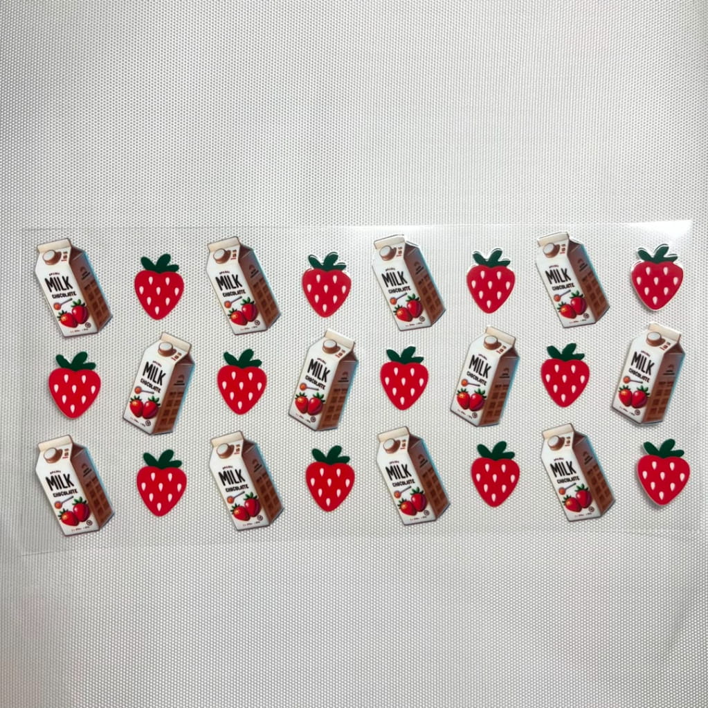 16oz UVDTF Cup Wraps,Milk ,Strawberry