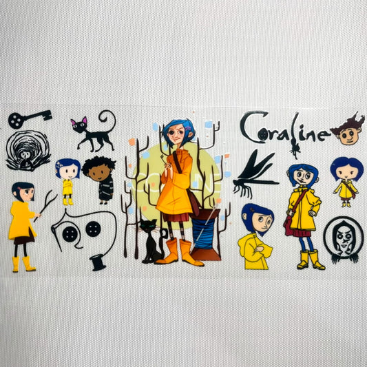 16oz UVDTF Cup Wraps, Cartoon, Coraline