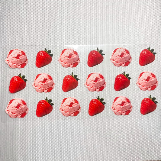 16oz UVDTF Cup Wraps, Strawberry ,Ice Cream