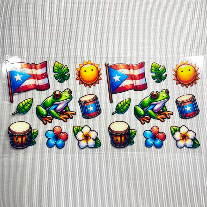 16oz UVDTF Cup Wraps, Puerto Rico & PR Country