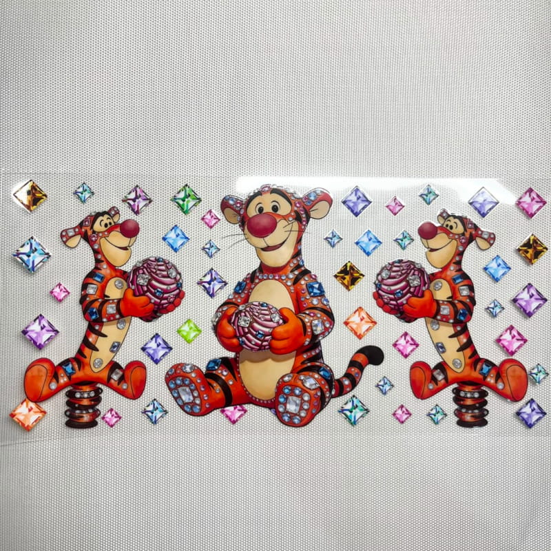 16oz UVDTF Cup Wraps ,Cartoon, Diamond Tigger
