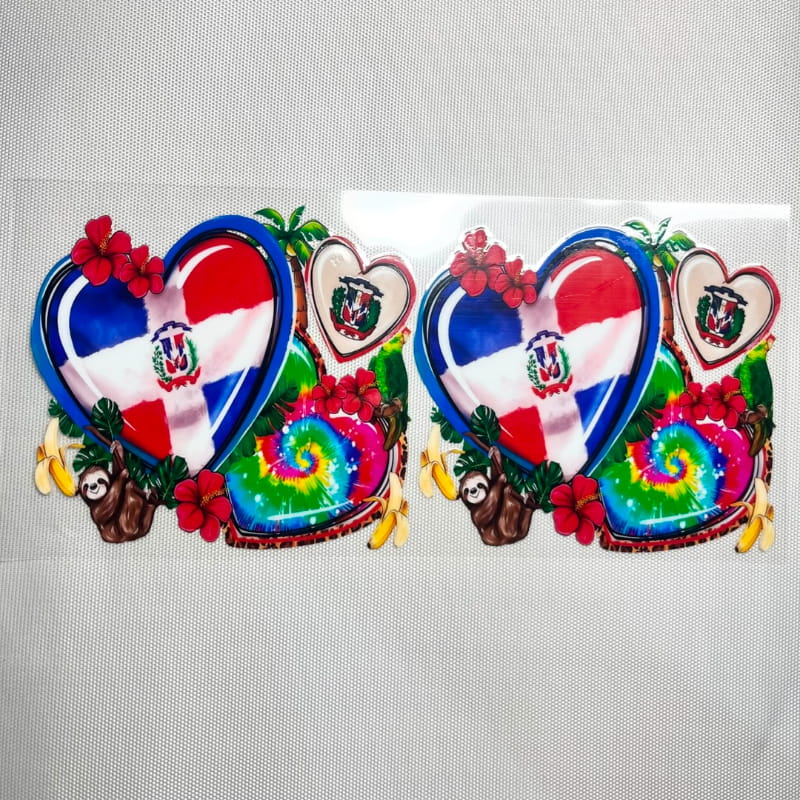 16oz UVDTF Cup Wraps, Country, Dominican Republic Flag Heart