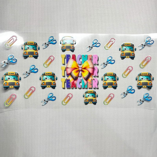 16oz UVDTF Cup Wraps, School Bus , Teacher