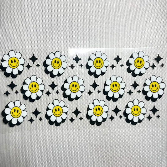 16oz UVDTF Cup Wraps , Daisy Smiley