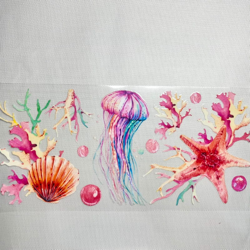 16oz UVDTF Cup Wraps , Sea & Jellyfish & Starfish & Shell