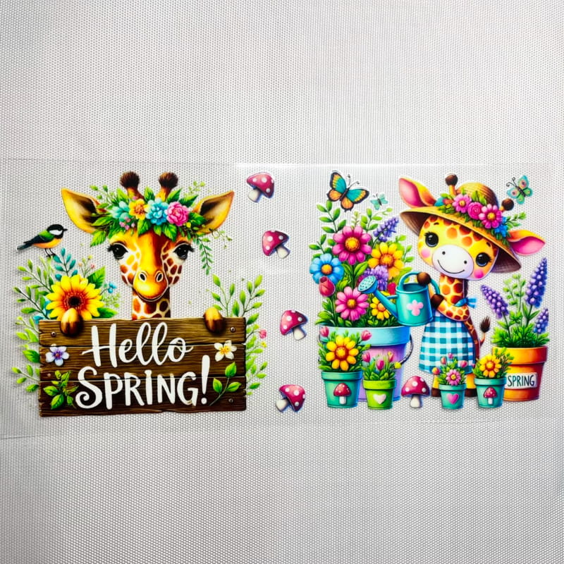 16oz UVDTF Cup Wraps ,Spring, Giraffe