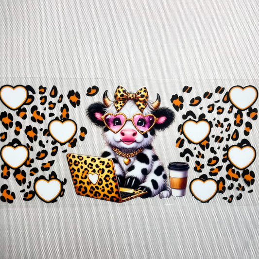 16oz UVDTF Cup Wraps, Drinking, Cow
