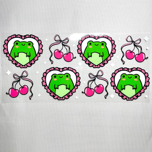 16oz UVDTF Cup Wraps, Cartoon ,Frog ,Heart
