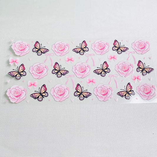 16oz UVDTF Cup Wraps, Butterfly ,Flower