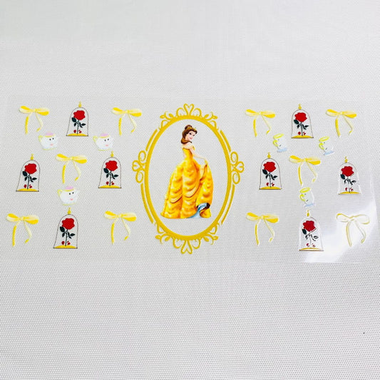 16oz UVDTF Cup Wraps,Cartoon Princess,Belle ,The Beauty and Beast