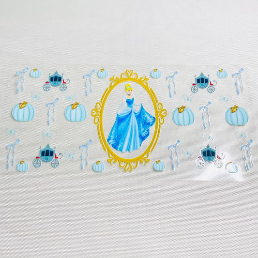16oz UVDTF Cup Wraps,Cartoon Princess, Cinderella