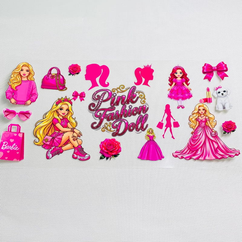 16oz UVDTF Cup Wraps ,Cartoon, Barbie