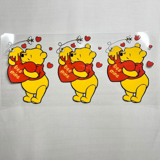 16oz UVDTF Cup Wraps, Cartoon ,Winnie Pooh With the Heart