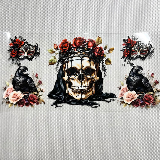 16oz UVDTF Cup Wraps, Cartoon ,Spooky Vibes ,Skull