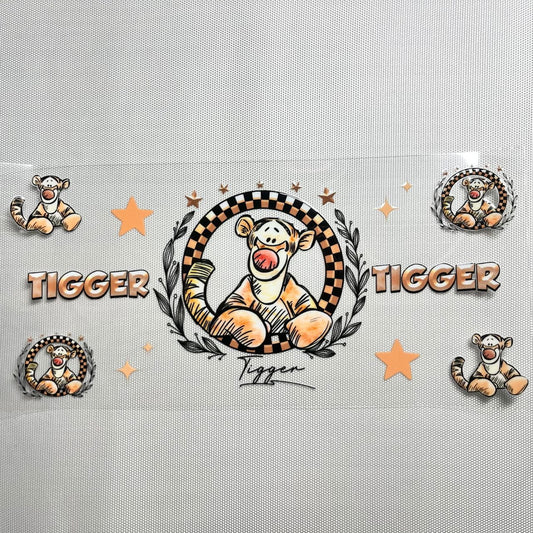 16oz UVDTF Cup Wraps, Cartoon ,Tigger