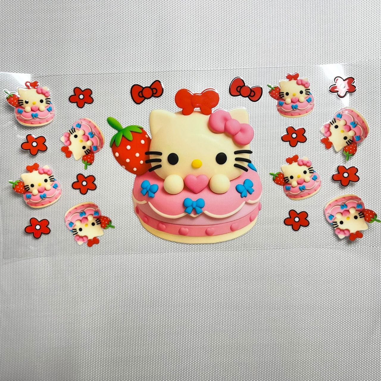 16oz UVDTF Cup Wraps, Cartoon , Hello Kitty With Cake