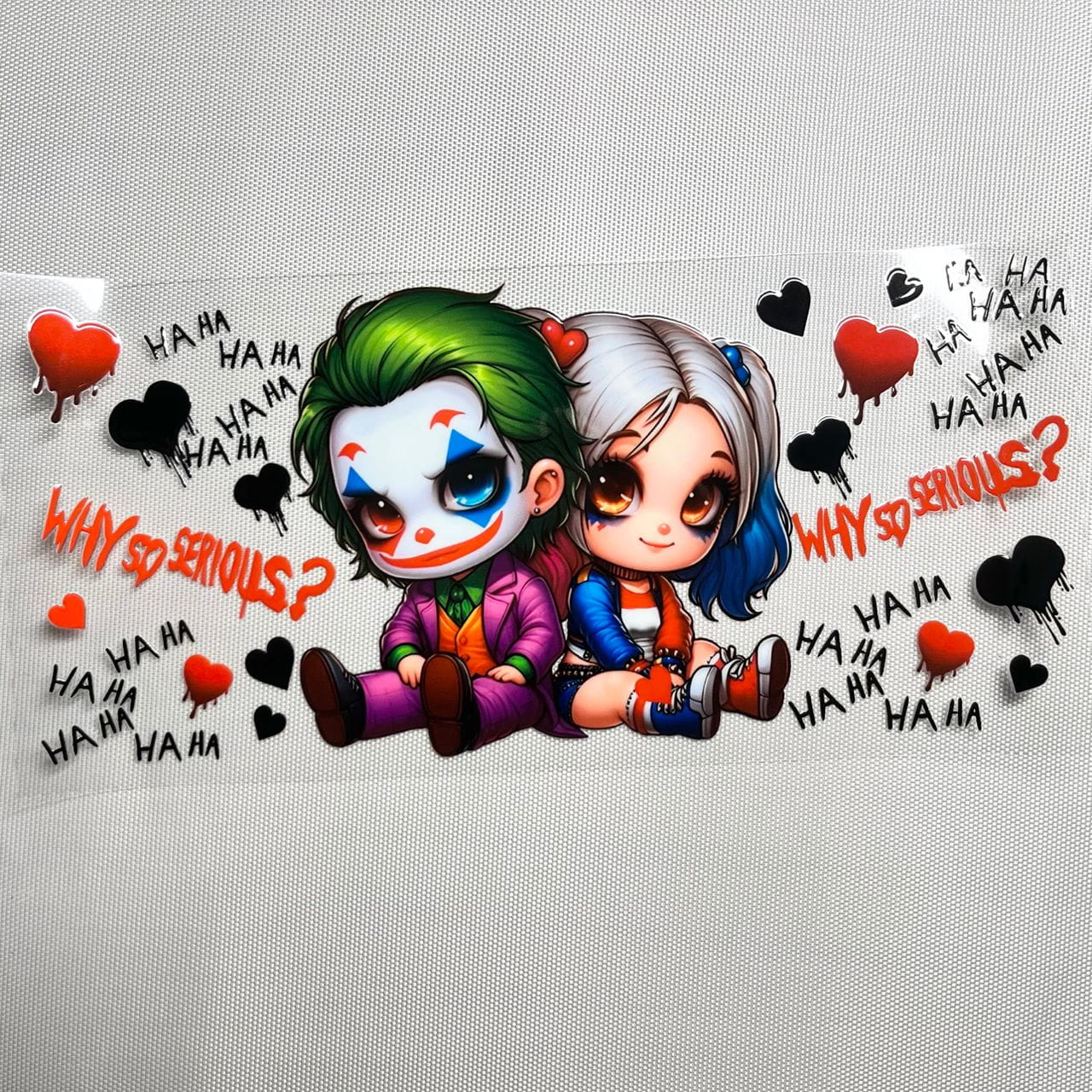 16oz UVDTF Cup Wraps, Cartoon , Joker & Harley Quinn