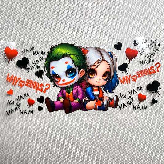 16oz UVDTF Cup Wraps, Cartoon , Joker & Harley Quinn