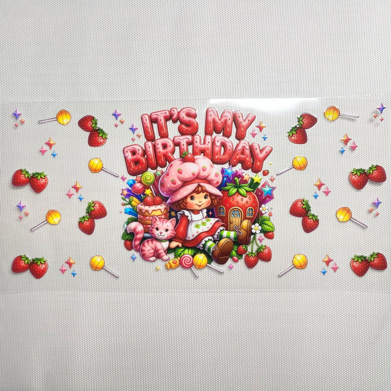 16oz UVDTF Cup Wraps, Cartoon ,Strawberry Shortcake