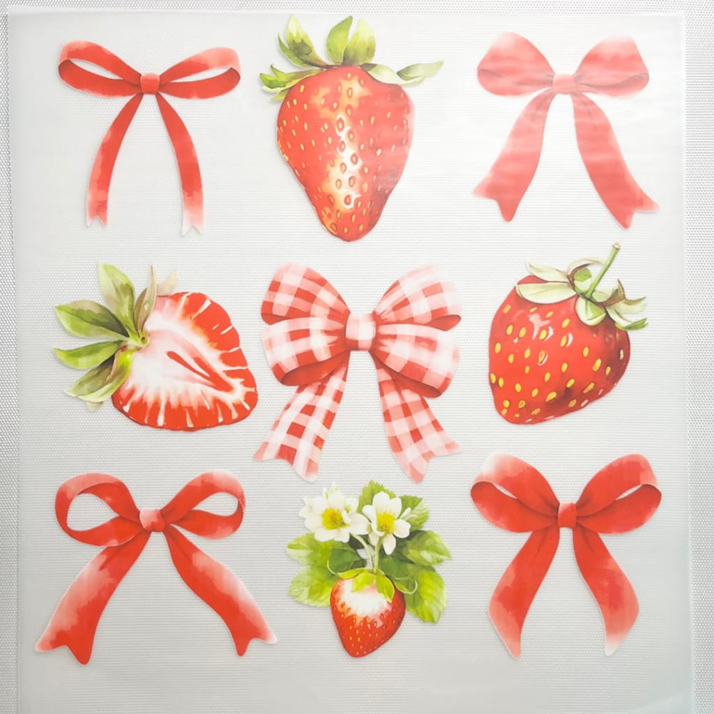 10inch Size DTF Heat Transfer ,Strawberry & Bow