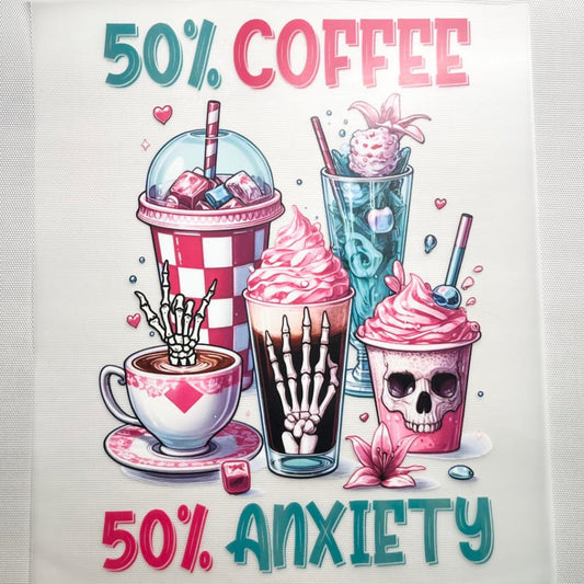 10inch Size DTF Heat Transfer ,Words & Coffee