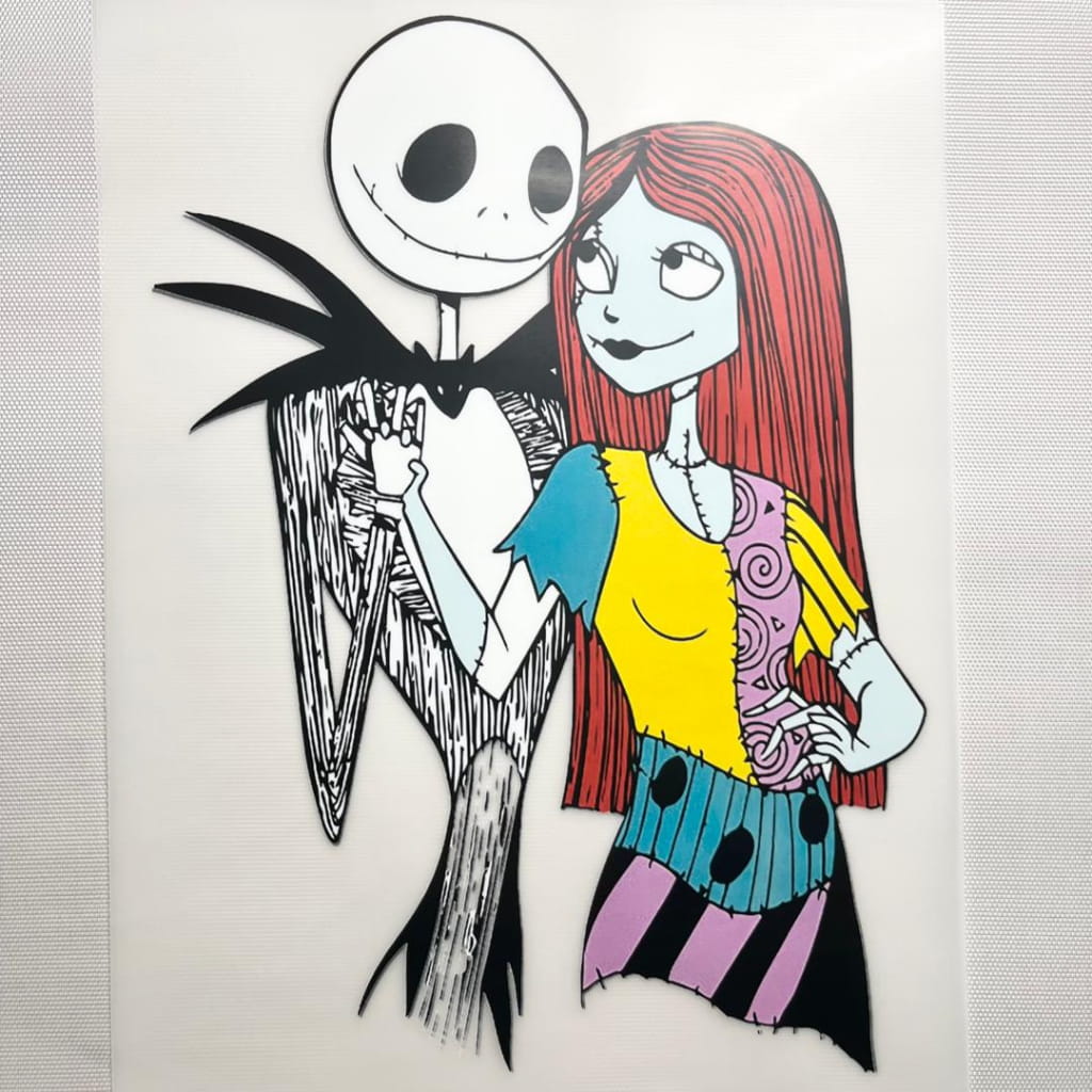 10inch Size DTF Heat Transfer , Horroible, Jack And Sally