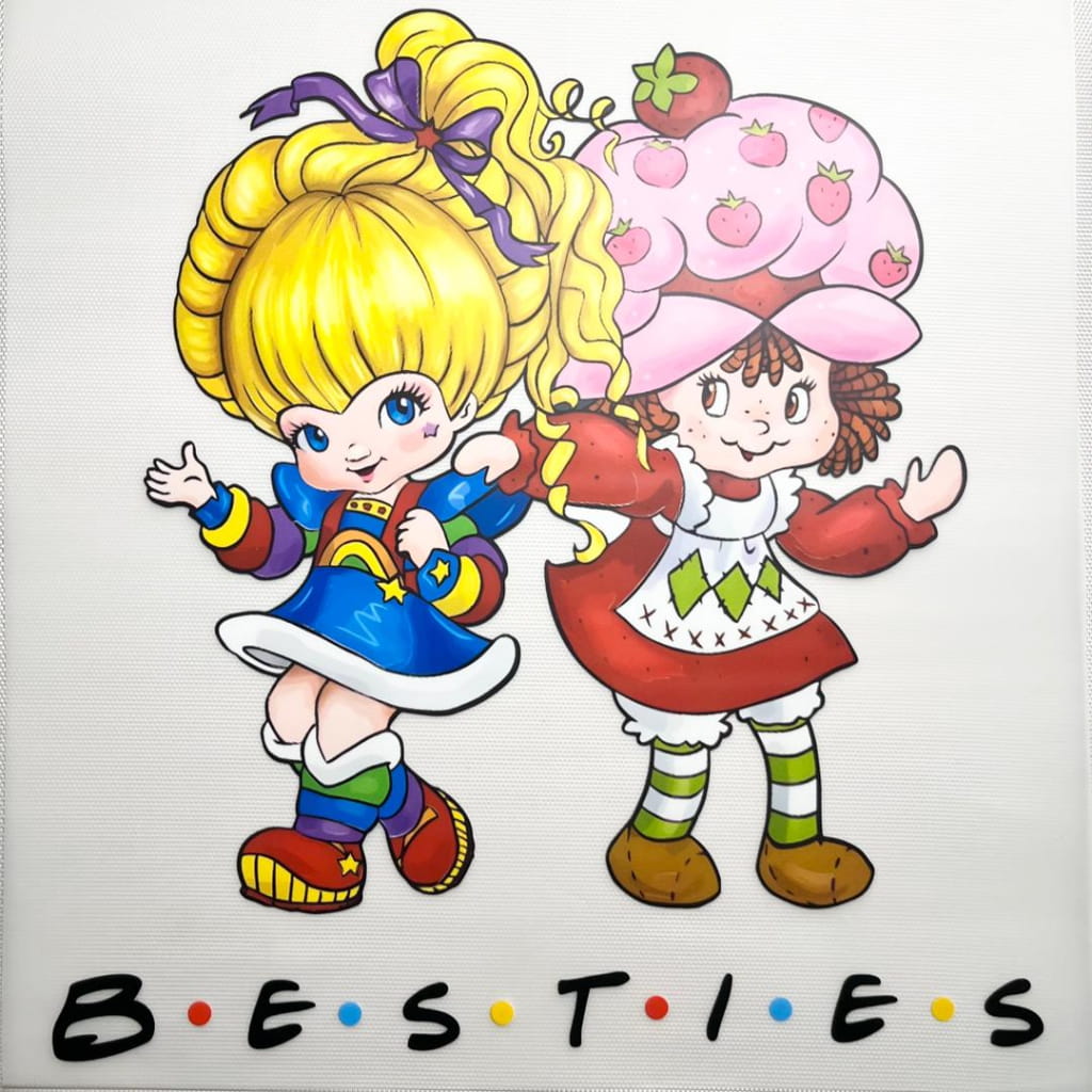 10inch Size DTF Heat Transfer ,Cartoon ,Strawberry Shortcake & Rabinbow Brite