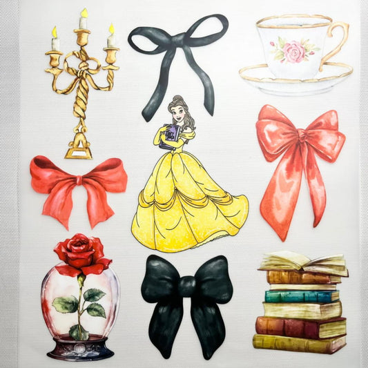 10inch Size DTF Heat Transfer ,Cartoon , Princess ,The Beauty And Beast ,Bella