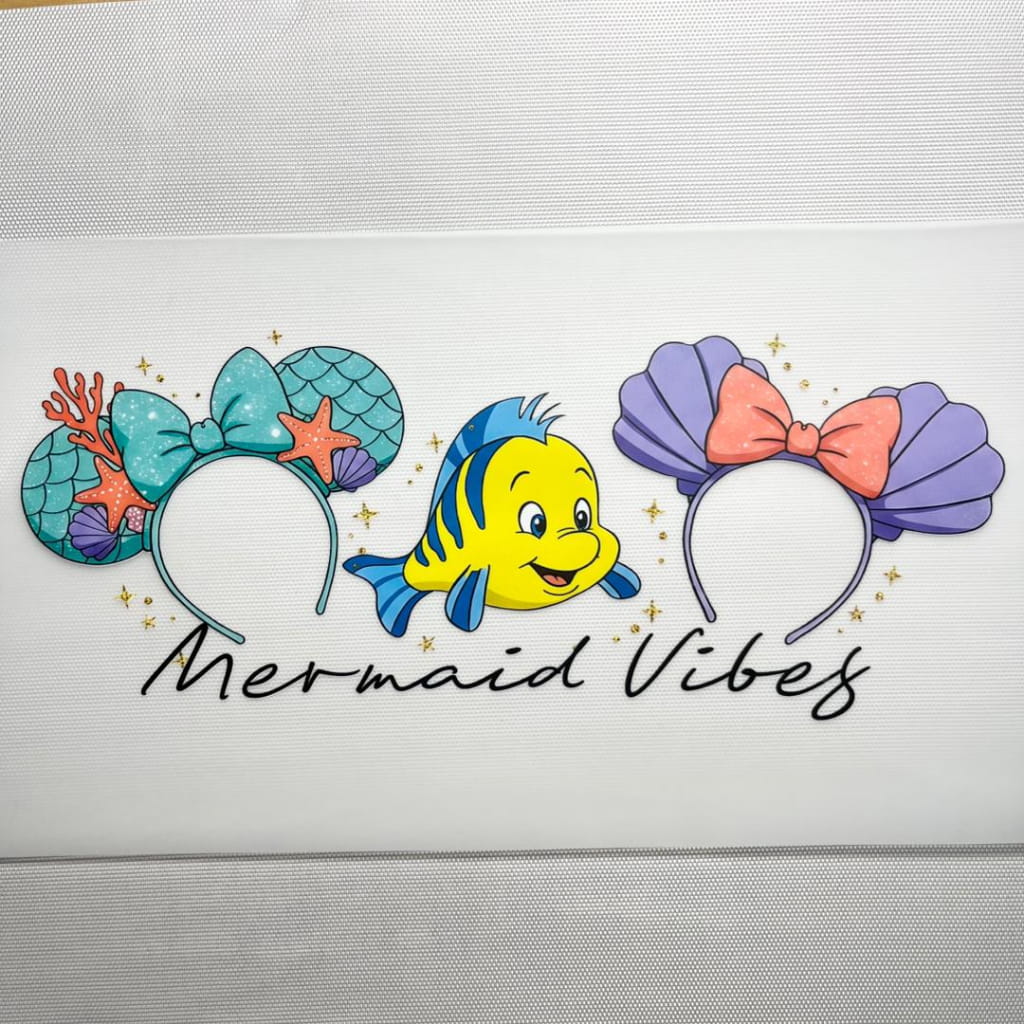 10inch Size DTF Heat Transfer ,Cartoon ,Mermaid Vibes ,Fish