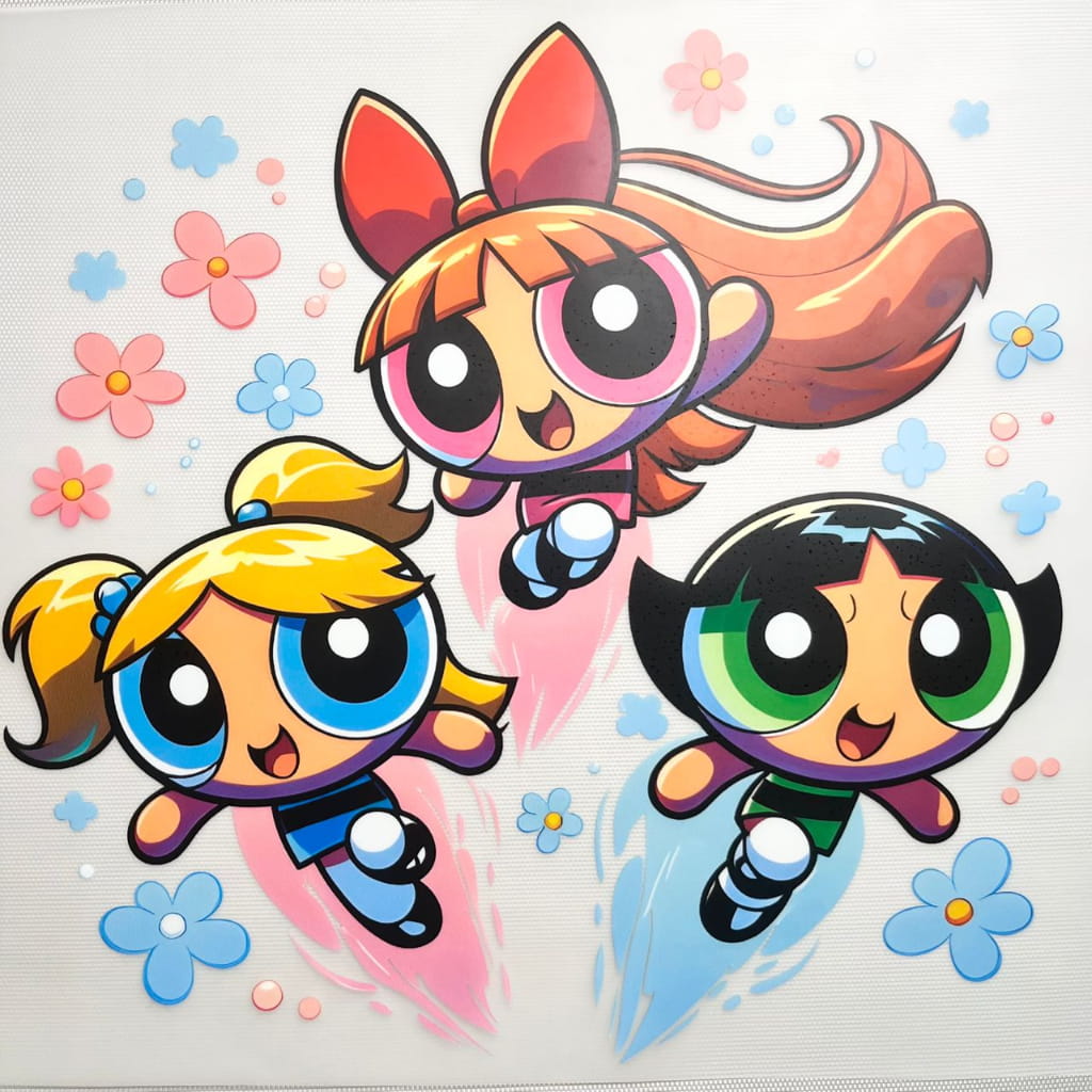 10inch Size DTF Heat Transfer, Cartoon , Power Puff Girls