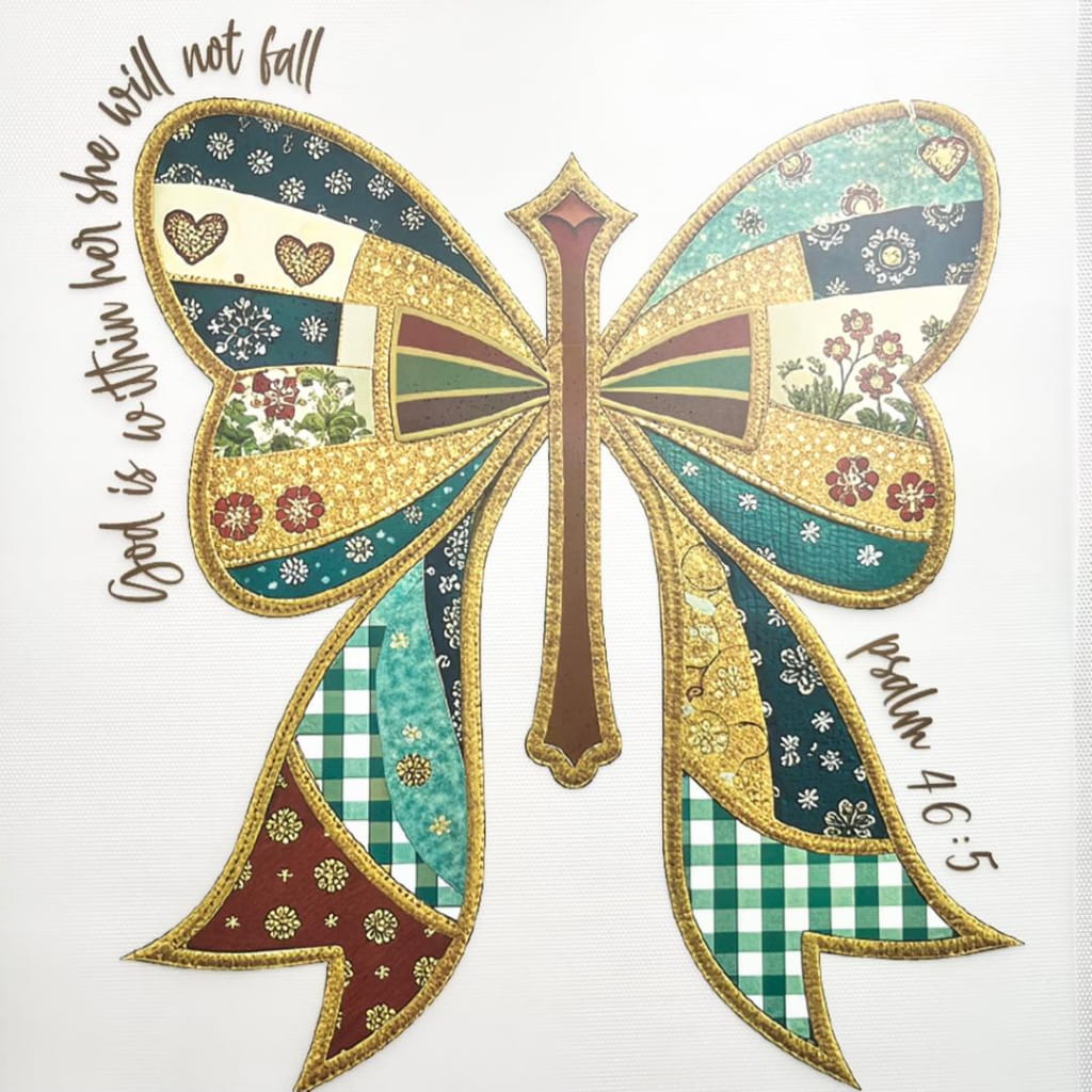10inch Size DTF Heat Transfer, Butterfly Cross ,Religion & God & Jesus