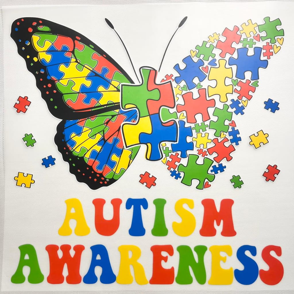 10inch Size DTF Heat Transfer, Autism Butterfly