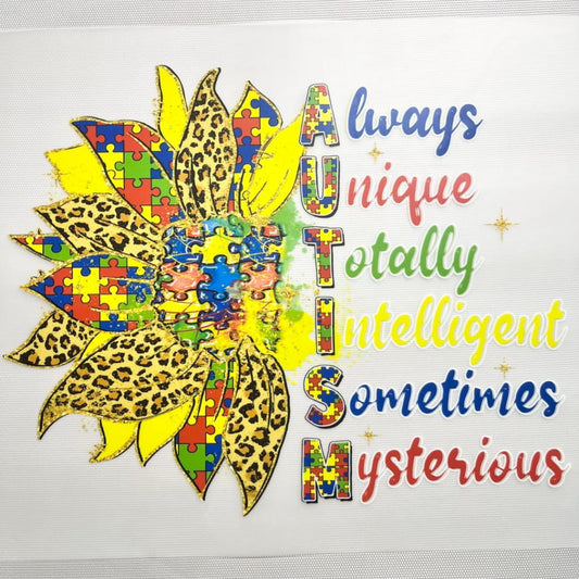 10inch Size DTF Heat Transfer, Sunflower Autism