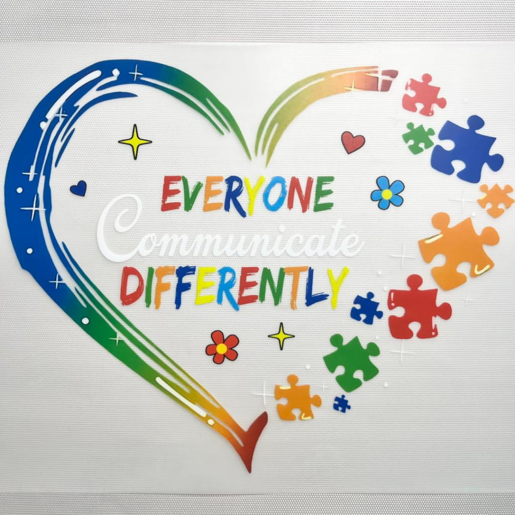 10inch Size DTF Heat Transfer, Autism Heart